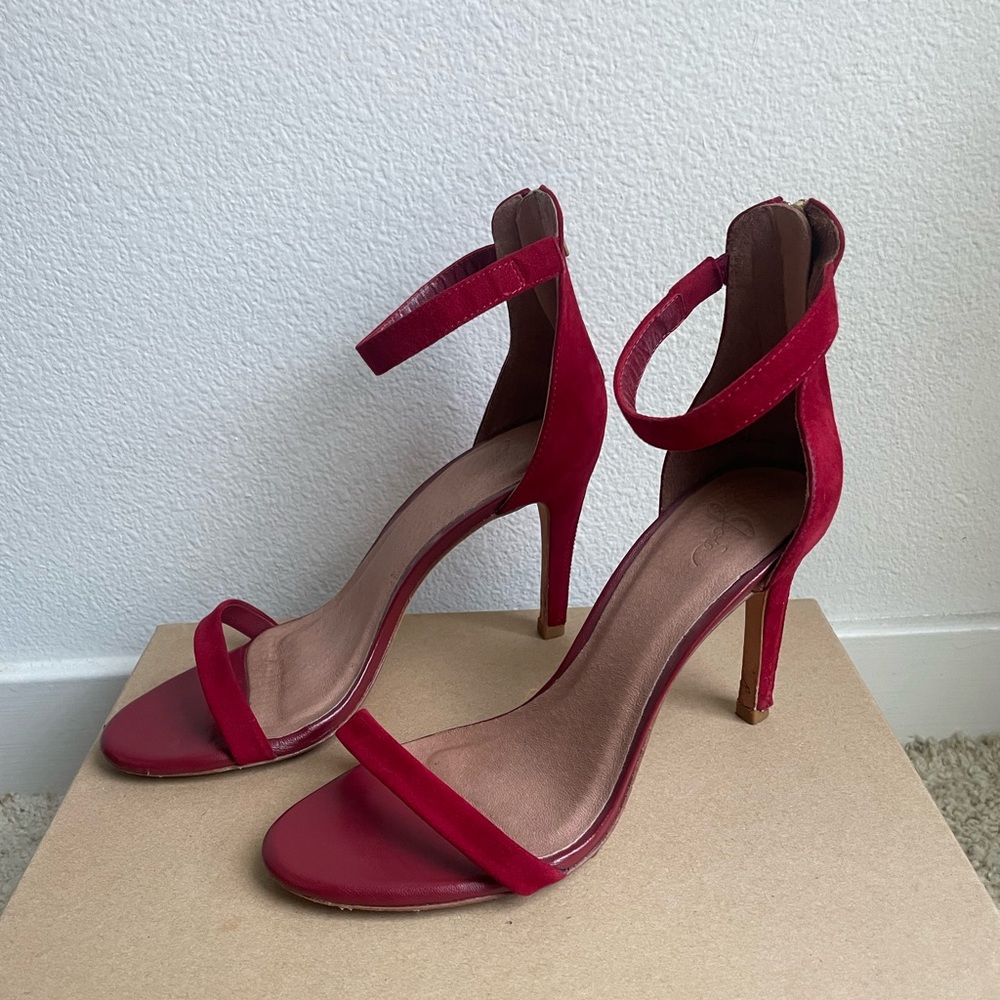 Joie red suede heels
